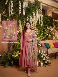Dusty Rose Embroidered Kurti Set